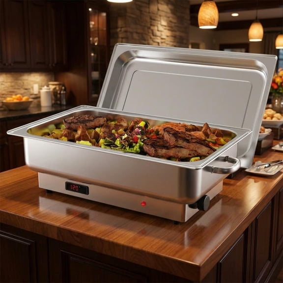 EuKer 9QT Electric Food Warmer and Buffet Server with Digital Thermostat for Catering, Parties (1/1 Full Size)