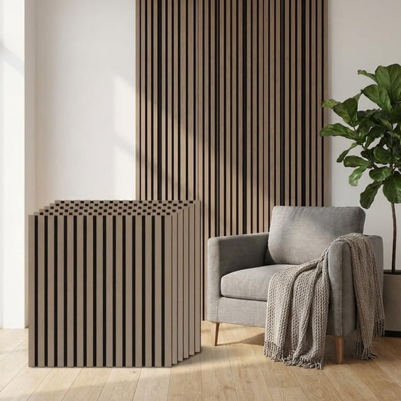 EuKer Acoustic Wood Wall Panels, 23.6" Fluted Wall Panels for Living Room, Bedroom, Office (0.7" Thickness / 6 Pack)