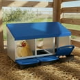 thumbnail image 1 of EuKer Chicken Nesting Box, 3 Compartment Chicken Lay Box with Removable Tray for Poultry Coop, Backyard, Farm, Blue, 1 of 9