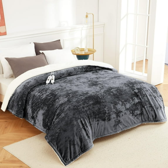 EuKer Electric Blanket King Size Dual Control, Washable Heated Blanket with 4 Heat Levels & 10H Auto Off, 90" x 100", Gray