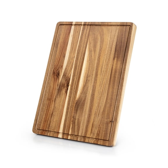 EuKer Large Acacia Cutting Board, 20" x 15" Solid Wood Butcher Block with Side Handles for Kitchen