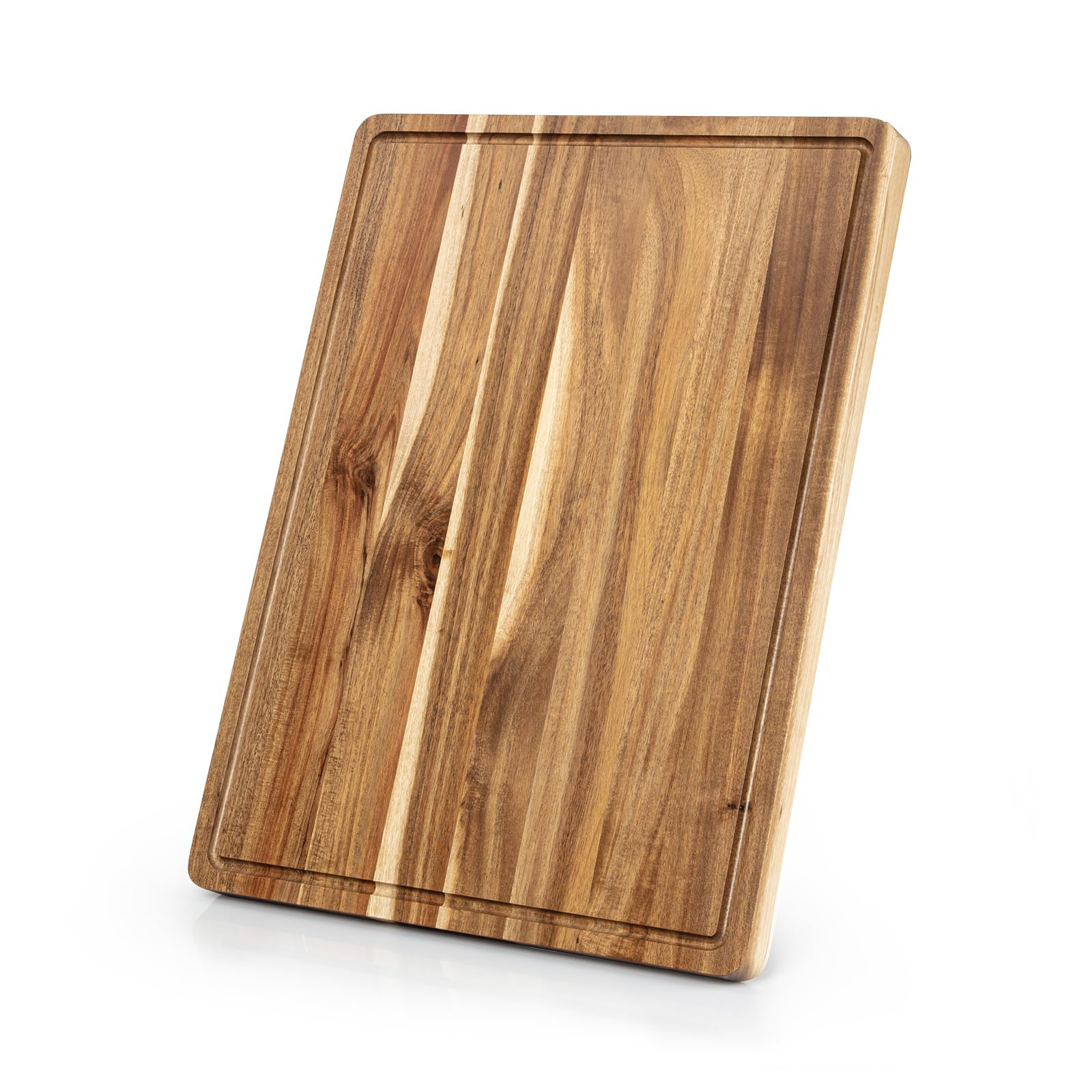 EuKer Large Acacia Cutting Board, 24" x 18" Solid Wood Butcher Block with Side Handles for Kitchen
