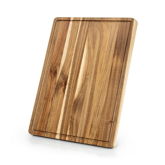 EuKer Large Acacia Cutting Board, 24" x 18" Solid Wood Butcher Block with Side Handles for Kitchen