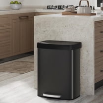 EuKer Large Garbage Can with Lid, 15.8 Gal Recycle Bin for Kitchen, Bathroom, Living Room, Black