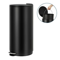 EuKer Large Trash Can, Stainless Steel Round Garbage Can with Soft-Close Lid & Foot Pedal for Bedroom, Kitchen, Black
