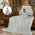 thumbnail image 1 of EuKer Oversize Electric Blankets, Wearable Heated Blanket with Sleeve and Foot Pocket for Home, Office, Light Gray, 1 of 2