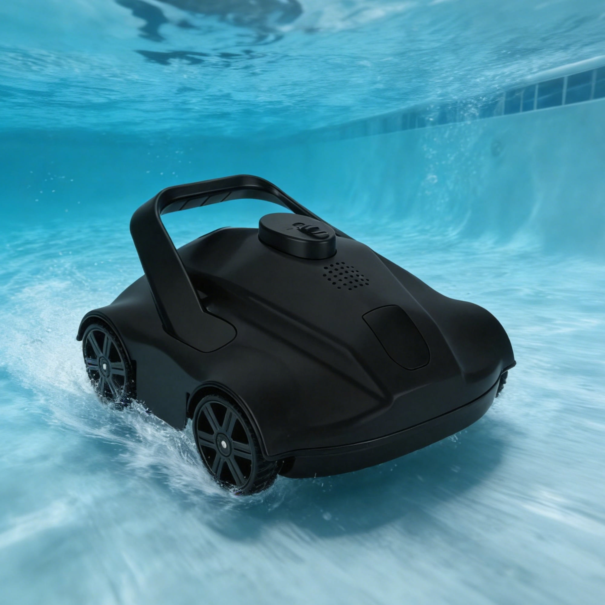 EuKer Pool Cleaner Robot, Automatic Pool Vacuum Robot with Smart Self-Parking and Auto-Drainage for Above-Ground/In-Ground Pools, Black