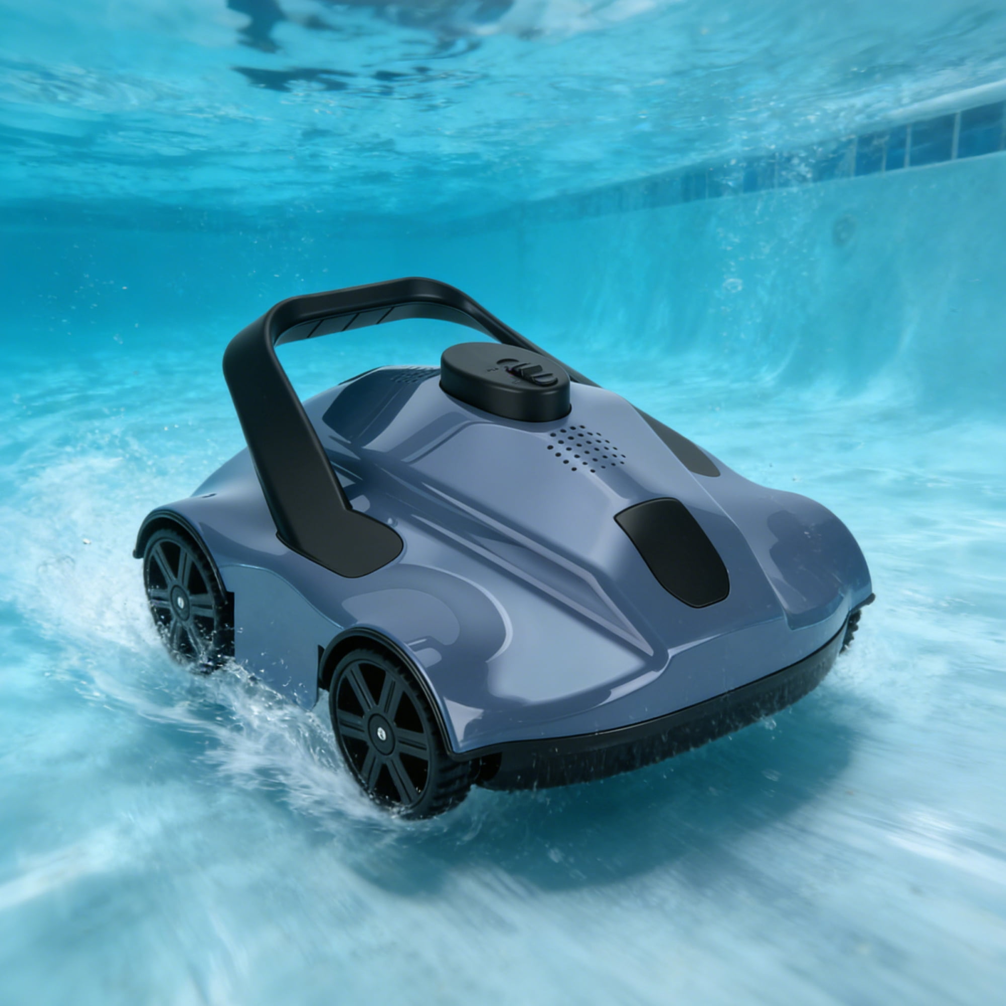 EuKer Pool Cleaner Robot, Automatic Pool Vacuum Robot with Smart Self-Parking and Auto-Drainage for Above-Ground/In-Ground Pools, Gray
