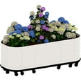 thumbnail image 1 of EuKer Raised Planters with Wheels, 94.5" Metal Planter Box W/Built-In Water Storage System for Indoor/Outdoor, White, 1 of 7