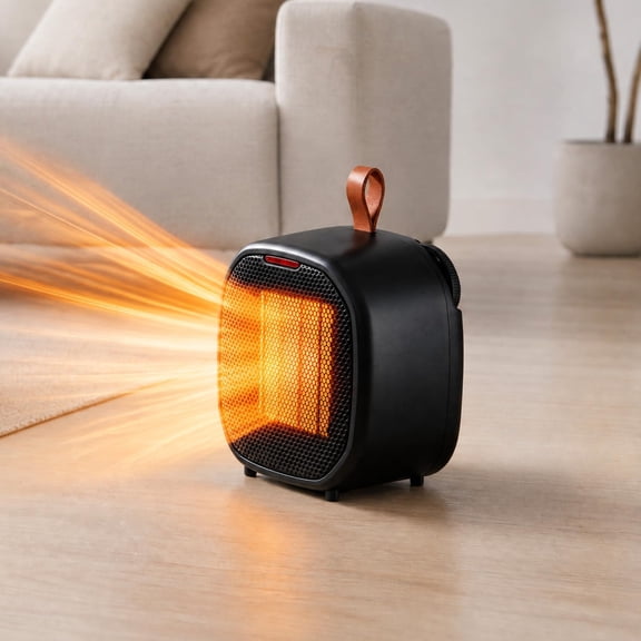 EuKer Small Desktop Heater, 750/1500W Portable Heater with Adjustable Thermostat, Overheat & Tip-Over Protection for Home & Office, Black