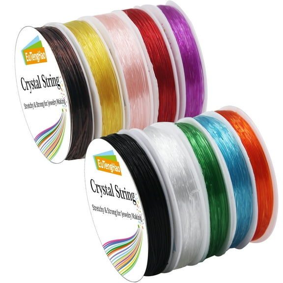EuTengHao 10 Packs Crystal String 0.8mm Elastic String Elastic Cord Stretchy Bracelet String Bead Cord for Bracelet, Beading Jewelry Making10 Colors, 150m