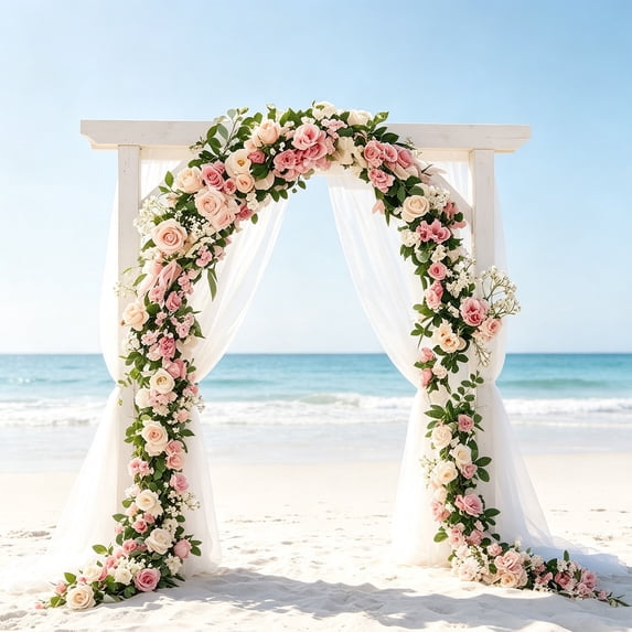 Euahivb Artificial Floral Vine Faux Rose Garland for Doorway Mantel Shelf Wedding Arch Tabletop Air Conditioner Pipe Home and Window Delicate Floral Wrapping Appeal