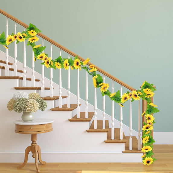 Euahivb Artificial Sunflower Hanging Garland Faux Trailing Flower Vine for Indoor Wall Home Living Room Decor Summer Spring Seasonal Wedding Holiday Party Supplies