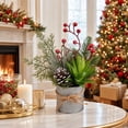 thumbnail image 1 of Euahivb Christmas Artificial Greenery Decor Farmhouse Floral Arrangement with Pine Berries and Succulent in Rustic Tin Pot for Holiday Tabletop Shelf Centerpiece, 1 of 7