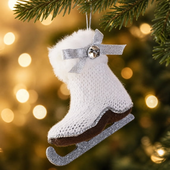 Euahivb Christmas Ornaments Christmas Knitted Ice Skate Tree Ornament with Plushs Trims Christmas Gifts Christmas Decorations Christmas Hanging Ornament for Festive Scene