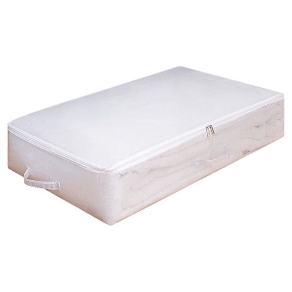 Euahivb Clear View Foldable Storage Box with Multi Side Pull Handles for Under Bed Arrangement, Zipper Sealed Organizer for Seasonal Pillow Sheet Blanket Storage