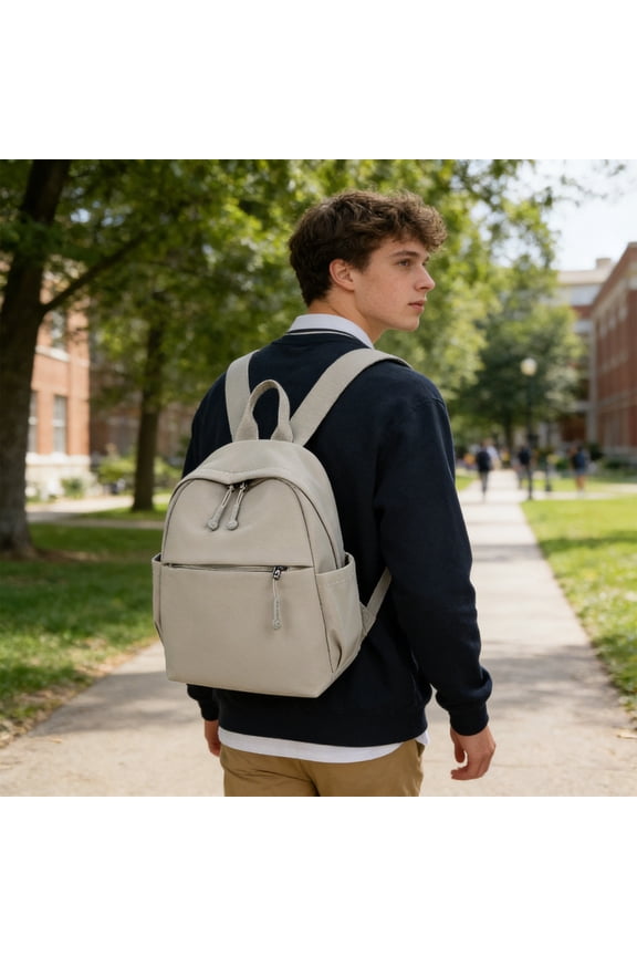 Compact Stylish Backpack with Separate Zipper Pouch and Side Storage Slot Keeps Belongings Organized for Campus Life Casual and Relaxing Weekend Trips, School Backpack