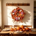 thumbnail image 1 of Euahivb Fall Wreath, Artificial Autumn Maple Leaf Wreath with Pumpkins for Front Door Wall Fireplace Decor, Thanksgiving Decoration, 1 of 7