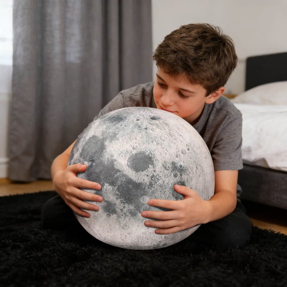 Euahivb Moon Stuffed Plush Planet Pillow Soft Round Cushion Toy for Boys Kids Girls Bedroom Living Room Space Themed Educational Decor Gift