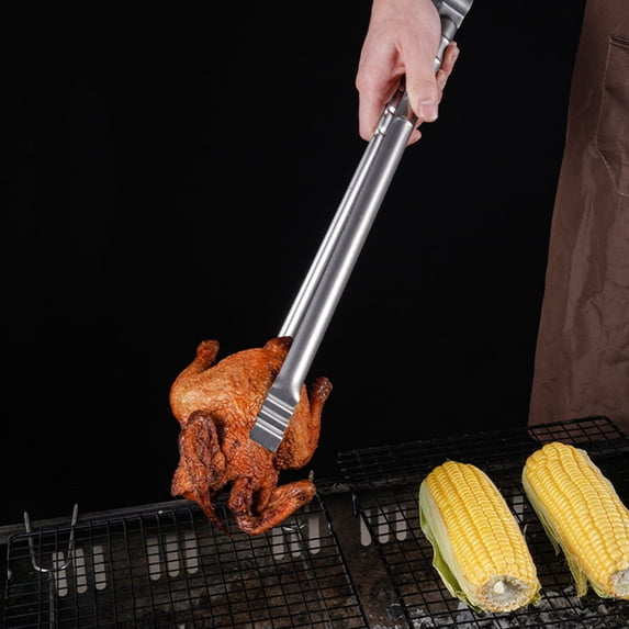 Euahivb Stainless Steel BBQ Tongs 17.7 Inch Extra Long Grilling Tongs ...