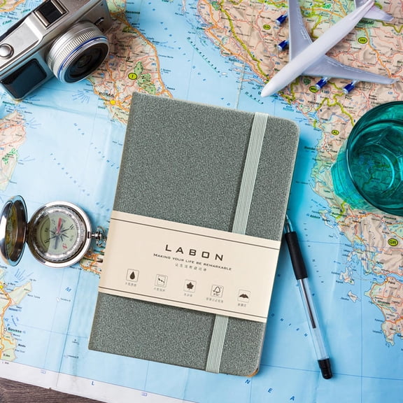 Euahivb Textured Fabric Composition Notebooks with Secure Elastic Closure Word Layout Inner Pages for Student Language Practice Abroad Travel Journaling and Daily Learning Note Taking