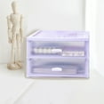 thumbnail image 1 of Euahivb Two Layer Vertical Striped Drawer Desktop Storage Box, Stackable Plastic Countertop Organizer for Stationery Jewelry Skincare and Small Desk Sundries, 1 of 1