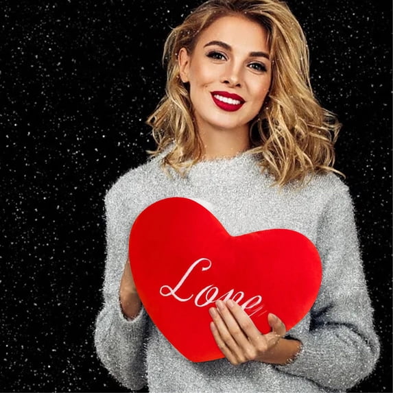 Euahivb Valentine Heart Shaped Plush Pillow 7.9 Inch Soft Love Text Cushion for Couch Sofa Living Room Romantic Gift for Women Her Girlfriend