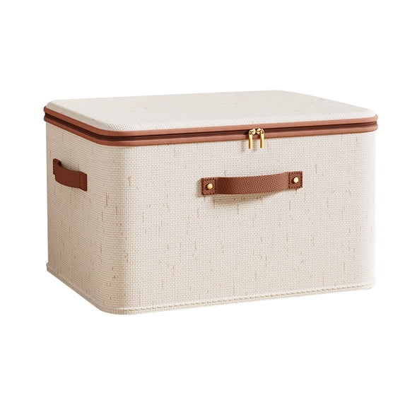 Euahivb Zipper Lidded Storage Box, Portable Double Handle Organizer for Clothes Storage Stackable Container for Closet Organizer Daily Household Item Arrangement