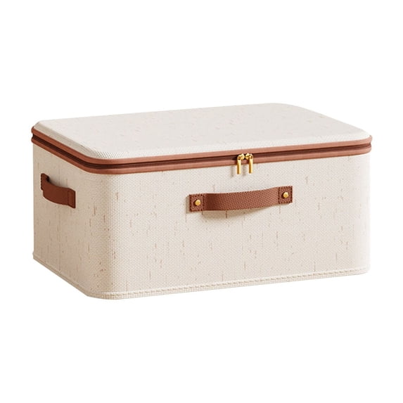 Euahivb Zipper Lidded Storage Box, Portable Double Handle Organizer for Clothes Storage Stackable Container for Closet Organizer Daily Household Item Arrangement