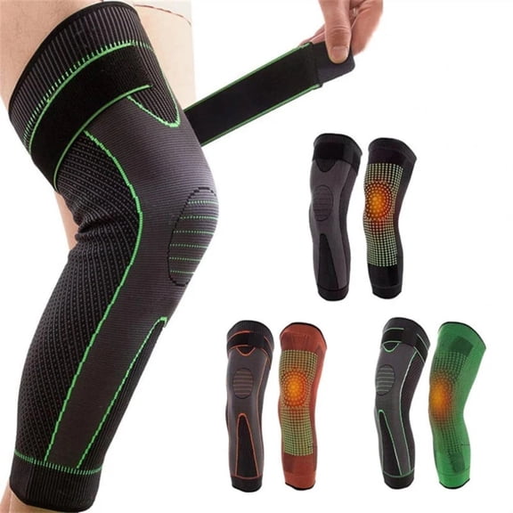 Euaioeiu Acupressure Heating Knee Sleeve with Adjustable Wrap, Long Knee Brace for Pain Relief & Support, 19 Inches, Magnetic Therapy & Compression for Arthritis, Men & Women, Sports & Recovery