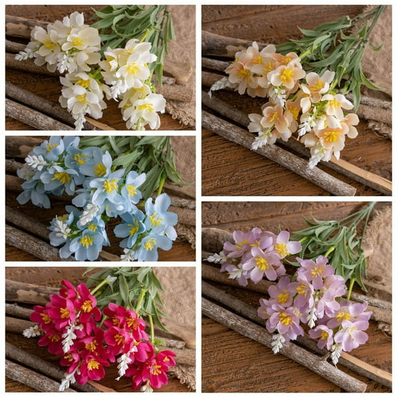 Euaioeiu Artificial White Freesia Bouquet - Fake Freesia Flowers - 34cm Realistic Silk Flowers for Home Wedding Party Table Centerpiece Decor (Vase Not Included)