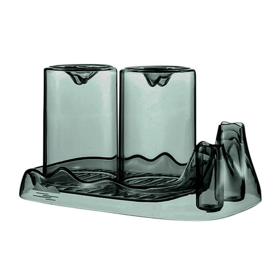 Euaioeiu Bathroom Organizer Set with Cups, Storage Rack for Countertop, Modern Acrylic Toothbrush Holder and Makeup Organizer, Essential for Small Space Vanity and Apartment Bathroom Decor