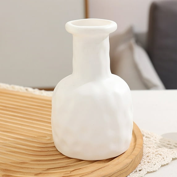 Euaioeiu Ceramic Look Plastic Vase, Non-Fragile Decorative Vase for Home Decor, 3.7x3.7x5.9 Inches, Modern Art Tabletop Centerpiece for Living Room, Dining Table, Wedding, Housewarming Gift