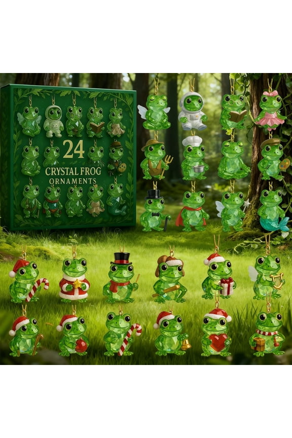 Christmas Tree Ornaments Advent Calendar, 2025 Countdown Calendar with 24 Unique Acrylic Frog Figurines, Forest Theme Holiday Decor for Home, Office, Festive Party Decoration