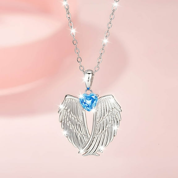 Euaioeiu Clearance Angel Wings Cubic Zirconia CZ Fashion Pendant Necklace for Women
