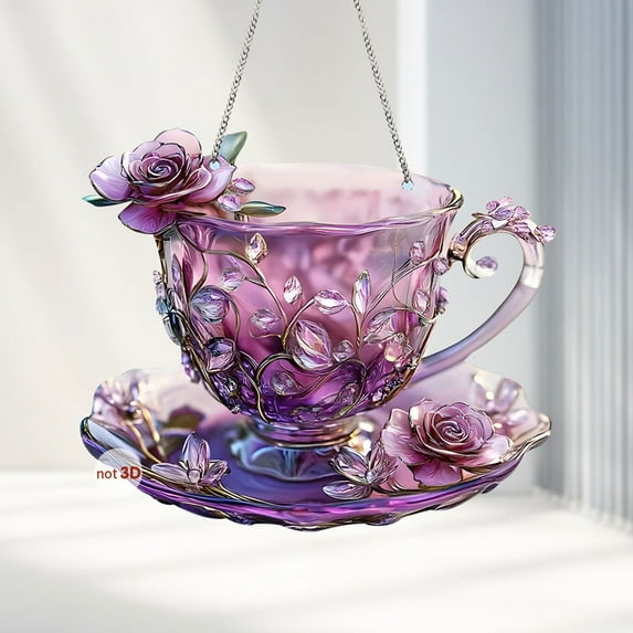 Euaioeiu Coffee Cup Wall Hooks with Iris Flower Design, Acrylic Porch Decor, Outdoor Indoor Decorative Hooks for Patio, Garden, Cafe, Home Decor