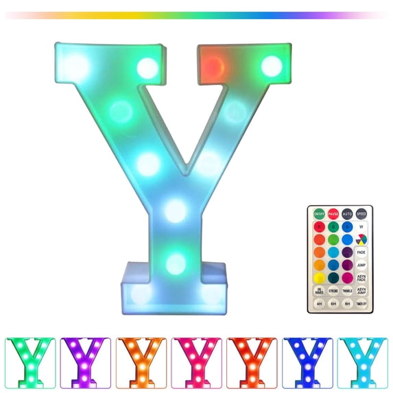 Euaioeiu Color Changing LED Marquee Letter Lights with Remote Control, Multicolor Flashing Alphabet Sign for Home Bar Decor, Wedding Party, Birthday Celebration, Holiday Events
