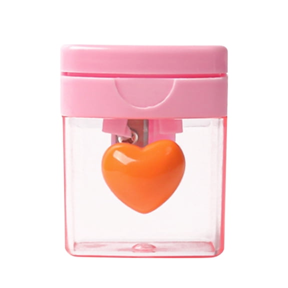 Euaioeiu Colorful Heart-Shaped Pencil Sharpener with Transparent Case, Rotating 4-Hole Design for Smooth Sharpening, Portable Cute Desk Organizer Essential for Study, Art, Office, and Home Use