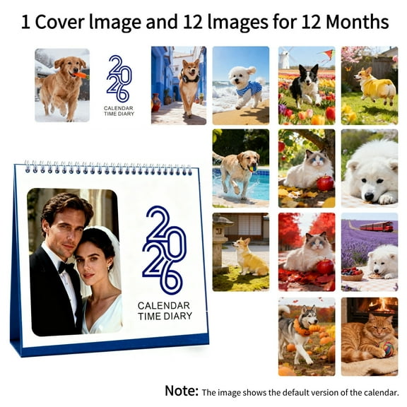 Euaioeiu Custom Photo Calendar 2026 Personalized Wall Desk Calendar with 13 Photo Slots Home Office Decor Customizable Family Memory Gift for Christmas Anniversary Birthday