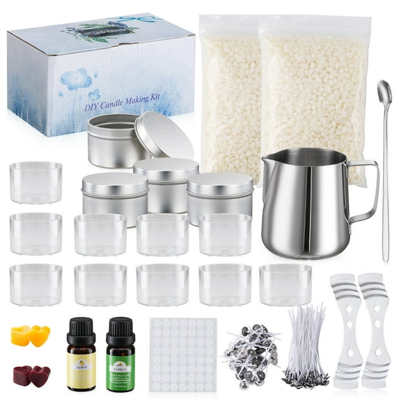 Euaioeiu DIY Candle Making Kit with Beeswax, Wick, Jars & Supplies for Home Crafts, Gifts, Aromatherapy and Relaxation