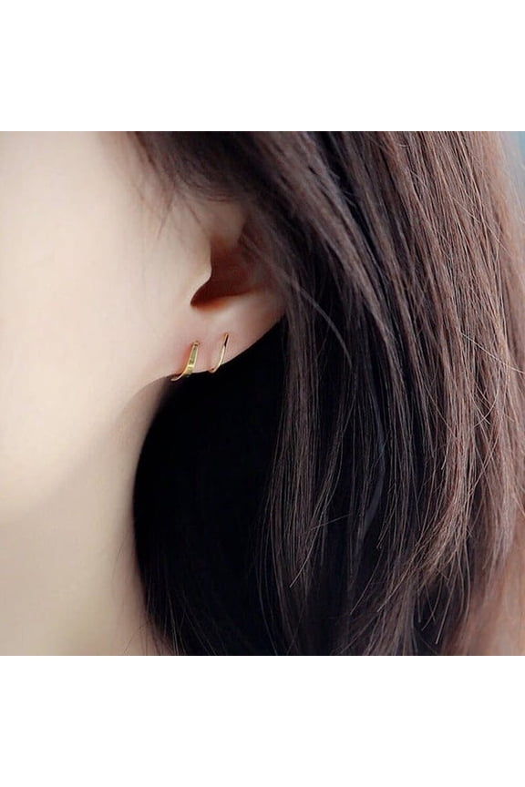 Double Spiral Hoop Earrings For Women | Cartilage Earrings Double Twisted Hoop | Minimalist Piercing Jewelry For Daily Wear Date Night Party Wedding Gift