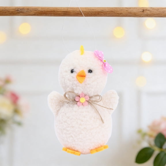 Euaioeiu Easter Chick Hanging Decorations, Fluffy Polyester Fabric Spring Party Supplies, Cute Animal Ornaments for Easter Egg Hunt Basket Fillers, Home Door Wall Window Festival Holiday Decor