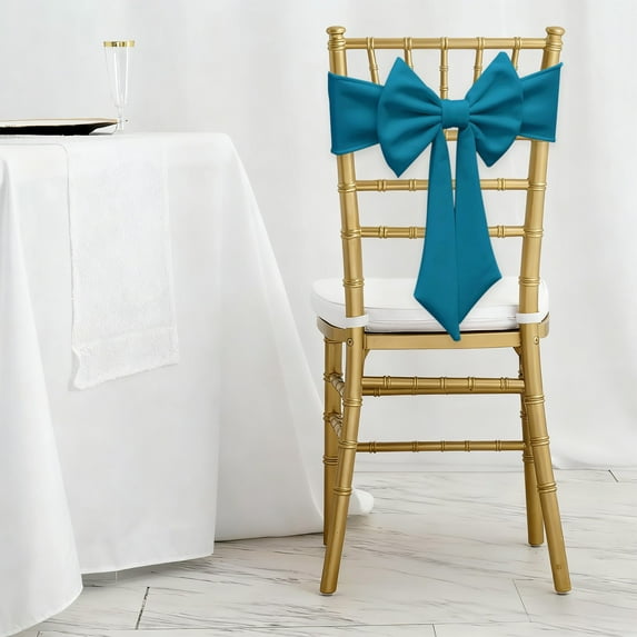 Euaioeiu Elegant Elastic Chair Back Bow Covers, Wedding Banquet Party Decorations, 15.75x5.91 Inches, Polyester, Thickened Ties-Free Design for Hotel Event Chair Cover Decoration