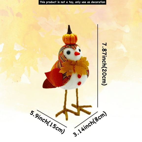 Euaioeiu Fall Decorations Pumpkin Bird Figurines Maple Leaf Doll Ornaments for Autumn Thanksgiving Table Centerpiece Window Hanging Home Decor