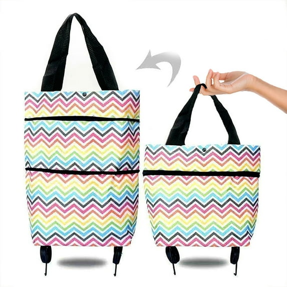 Euaioeiu Foldable Shopping Cart Bag with Wheels, Portable Grocery Trolley, Heavy Duty Reusable Collapsible Storage Organizer for Supermarket, Market, Travel, and Outdoor Picnic Supplies Hauling