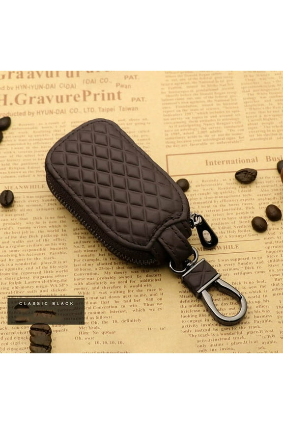 Genuine Leather Key Fob Case Cover Holder Protector Anti-Scratch RFID Blocking Zipper Pouch with Snap Hook and Keyring for Car Remote Keys Home Office Travel