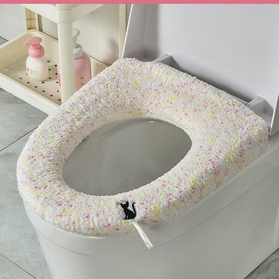 Euaioeiu Heated Toilet Seat Cover, Soft Flushable Bathroom Mat, Warm Cushioned Pad for Winter, Cozy Toilet Lid Protector with Handle for Home, RV, Travel, Elderly & Cold Weather Comfort
