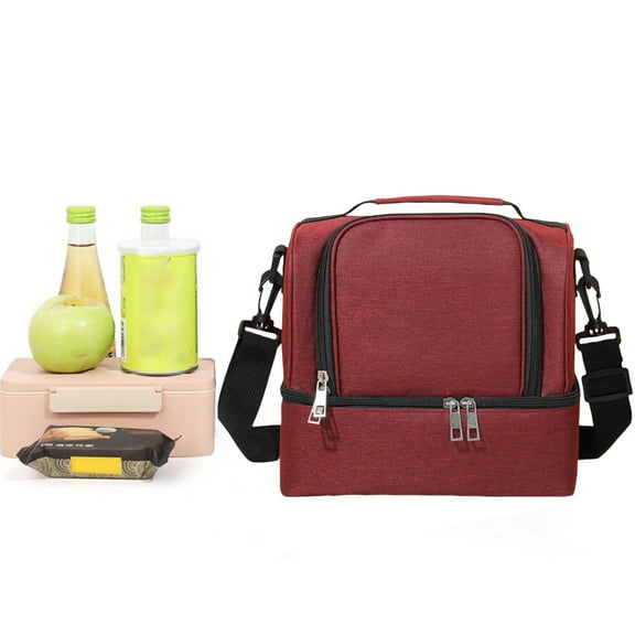Euaioeiu Insulated Lunch Bag with Double Compartment Leakproof Thermal Cooler Tote for Work Picnic Beach Hiking Outdoor Activities