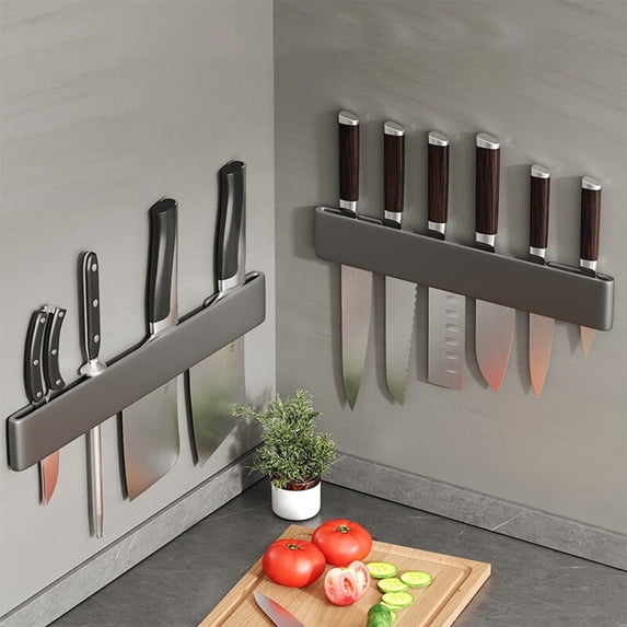 Euaioeiu Knife Holder Wall Mounted, Space Saving Kitchen Knife Storage Rack with Removable Hooks, Ventilated Design for Cutlery and Utensils Organization in Modern Home Kitchen
