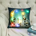 thumbnail image 1 of Euaioeiu LED Pillow Cushion with Lights, Ramadan Decor, Moon Star Lantern Pattern, Glowing Throw Pillow for Sofa Bed, 18x18 Inches, Polyester, Home Decor Gift for Festival Party, 1 of 6